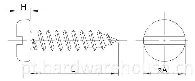 Drawing Self Tapping Screw Slotted Drive D7972